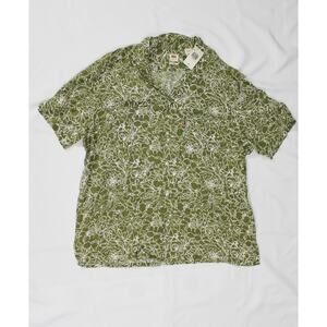 NWT Levi's Men's Short Sleeve Collar Shirt Olive Green Floral Print Size XL